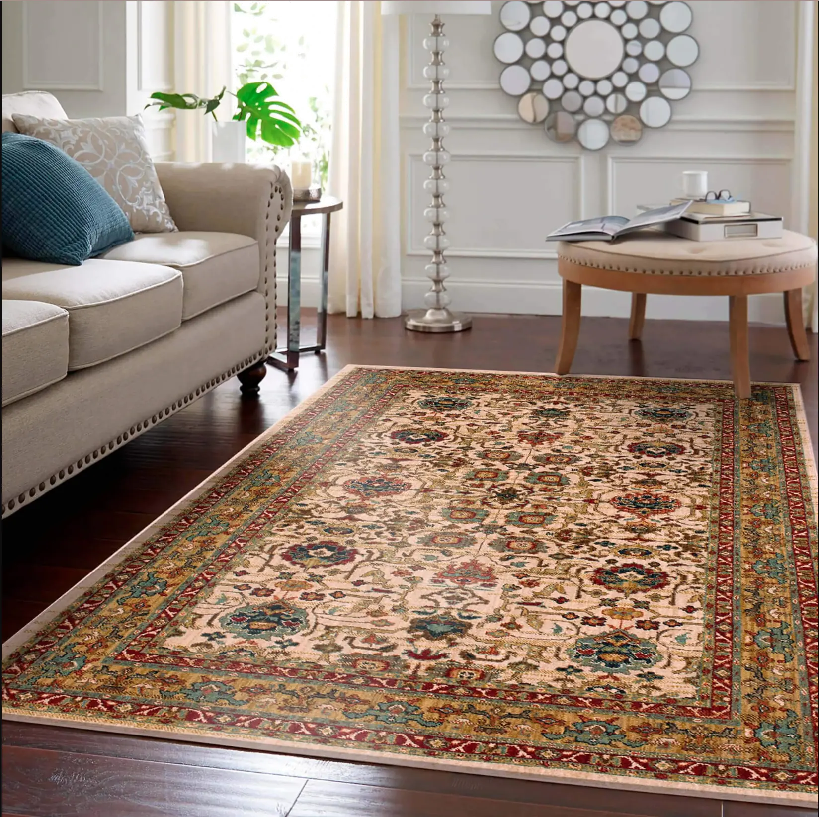 Spice Market 5 x 8 Keralam Cream and Red Area Rug