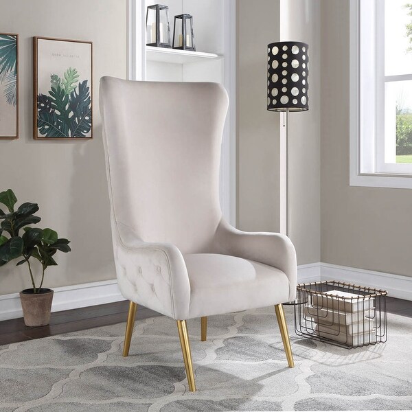 Best Master Furniture Kireth Velvet Upholstered High Back Accent Chair with Gold Legs