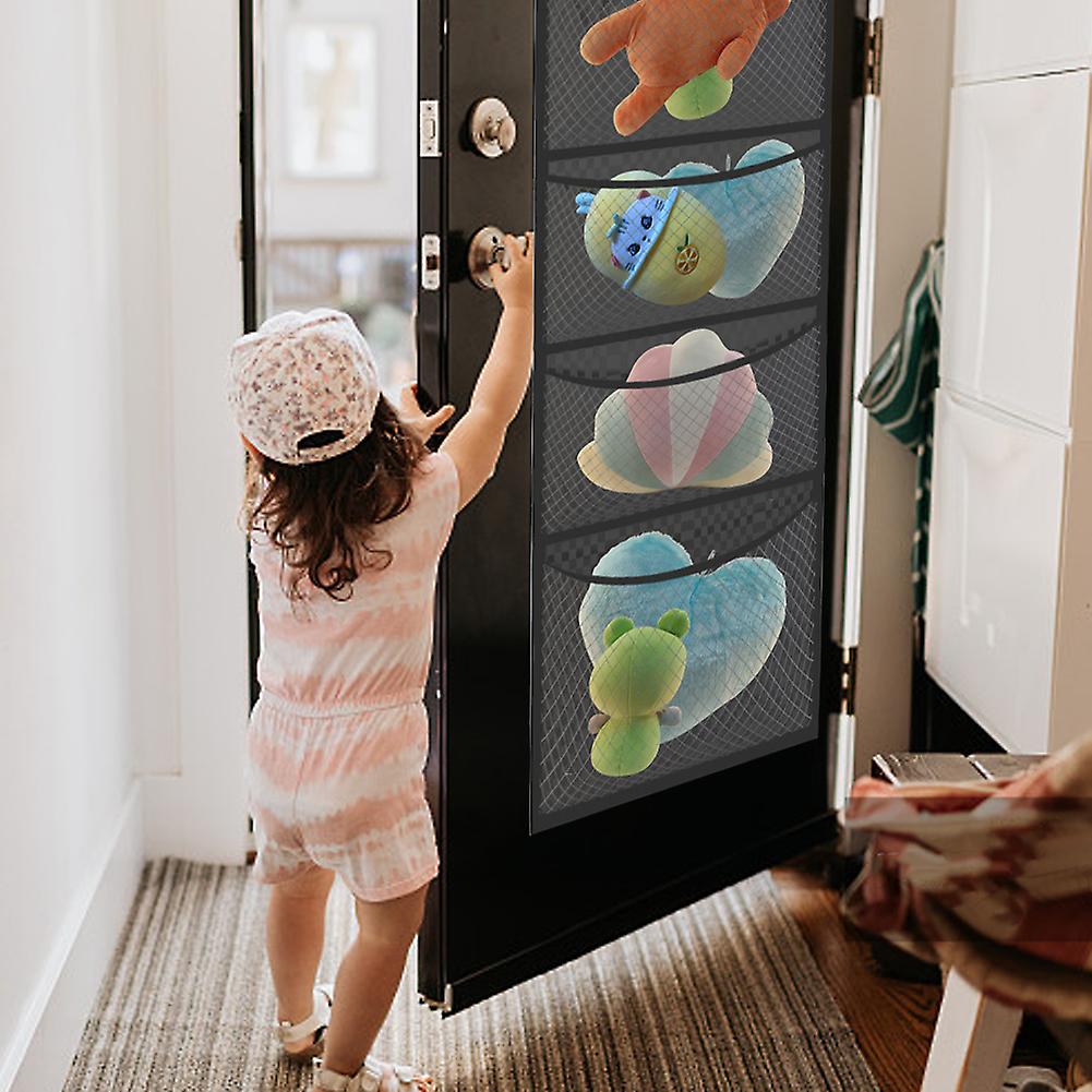 Stuffed Animal Storage， Over The Door Organizer Storage For Filling Stuff Toys， Stuffed Animals Holder With 5 Pockets， Foldable Hanging Storage Holder