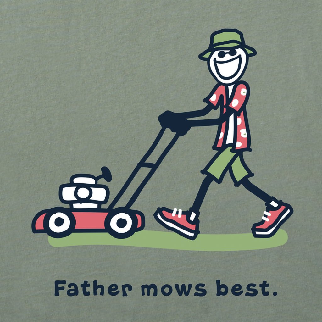 Life Is Good  Men's Jake Father Mows Best Push Mower Crusher-LITE Tee