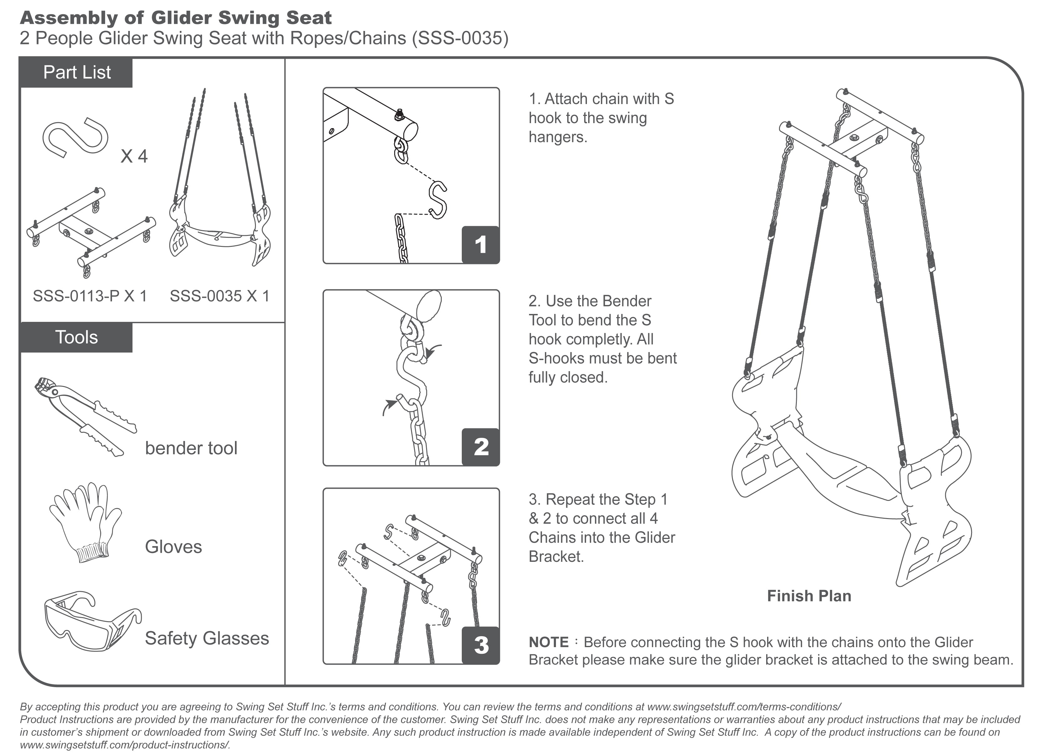 Swing Set Stuff Inc. Glider with Rope (Red)