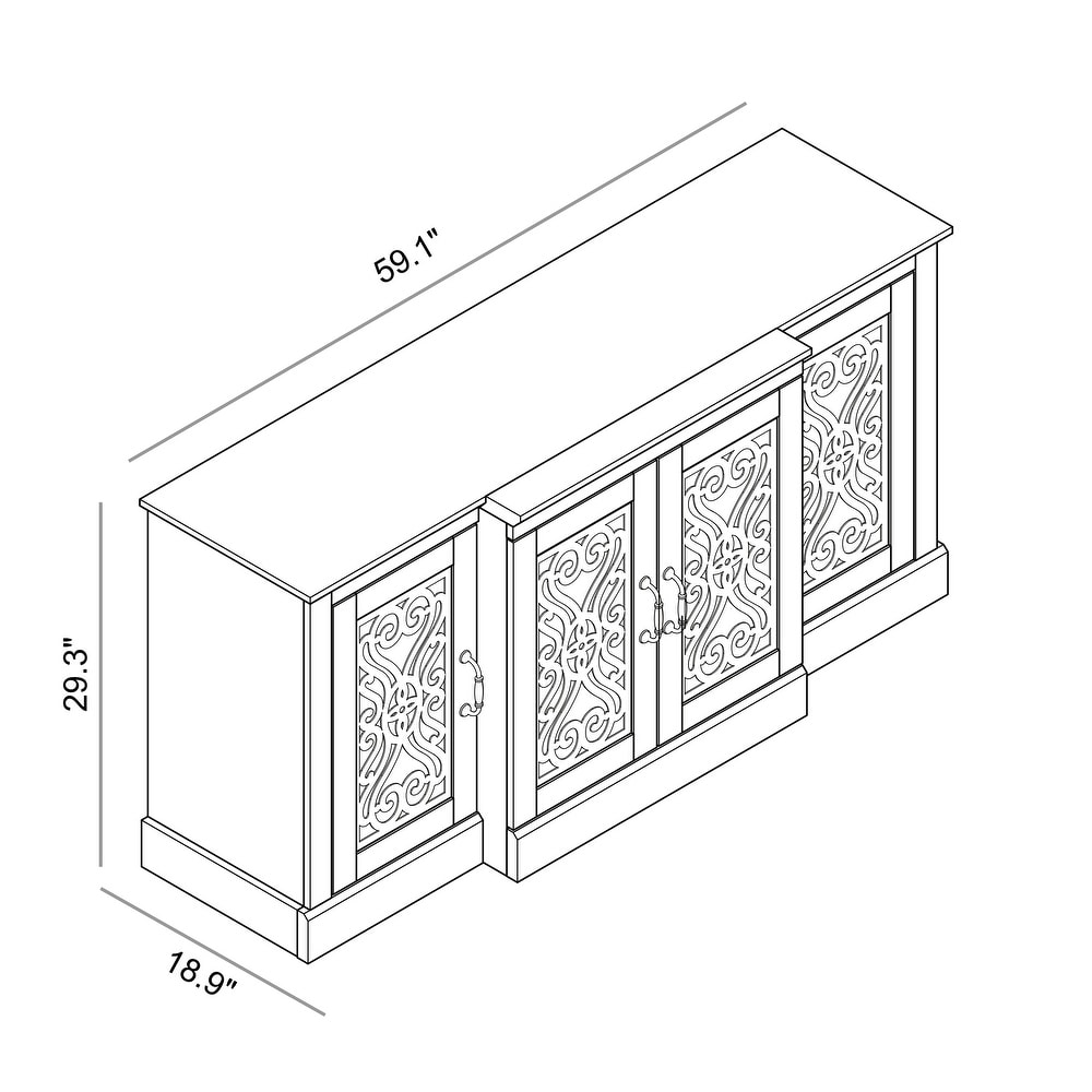 Calidia Wood 59.1in. 4 Door Wide Accent Sideboard with Adjustable Shelves   59.1\