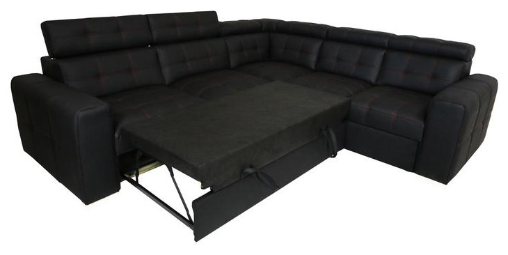 Cyrus 1 Sectional Sleeper Sofa   Black  Right Corner   Contemporary   Sleeper Sofas   by Table World  Houzz