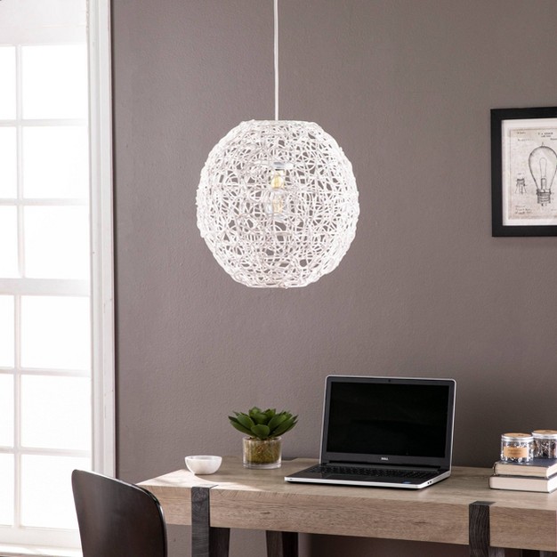 Horslipe Round Woven Pendant Shade White Southern Enterprises