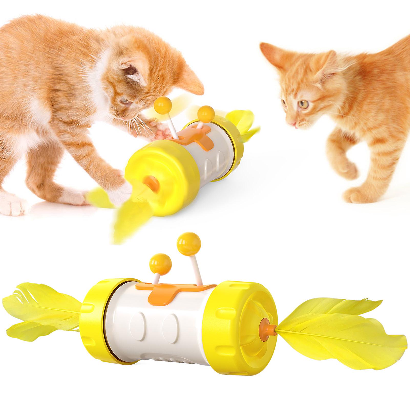 Multi-function Cat Toy Combines Sel Weight Balance Movement Wthout Electricity Yellow