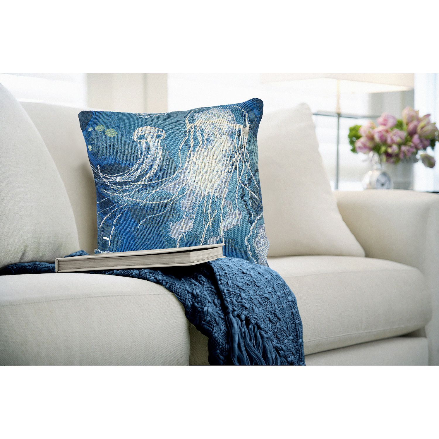 Liora Manne Marina Jellyfish Indoor/Outdoor Pillow