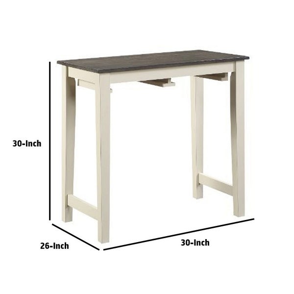 3 Piece Set Solid Wood Counter Dining Table with 2 Stools， White， Gray