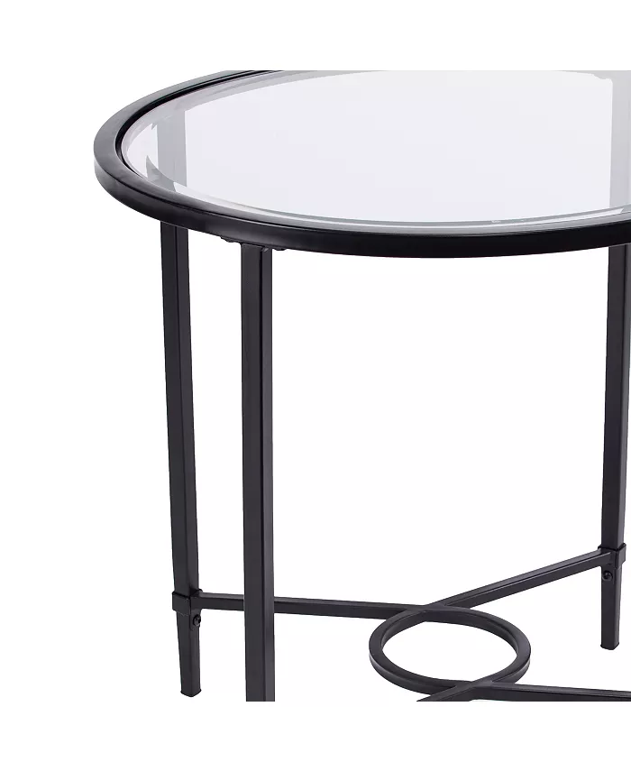 Southern Enterprises Carabella Metal and Glass Oval Side Table