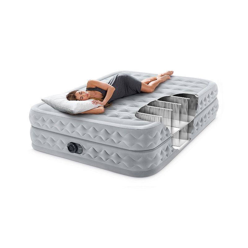 Intex 64489ED Dura Beam Supreme Air Flow Air Mattress with Built In Pump， Queen