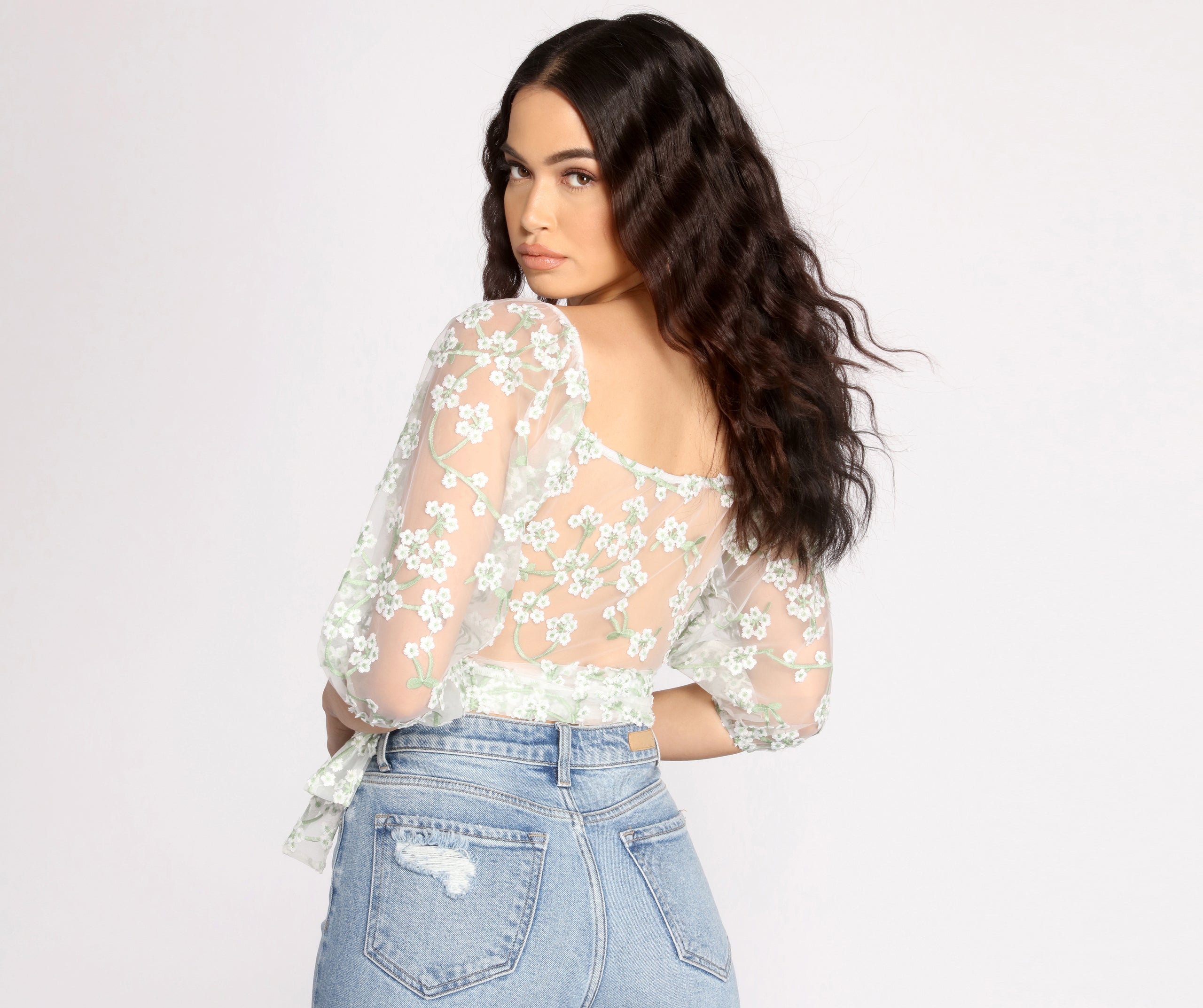 Effortlessly Embroidered Floral Crop Top