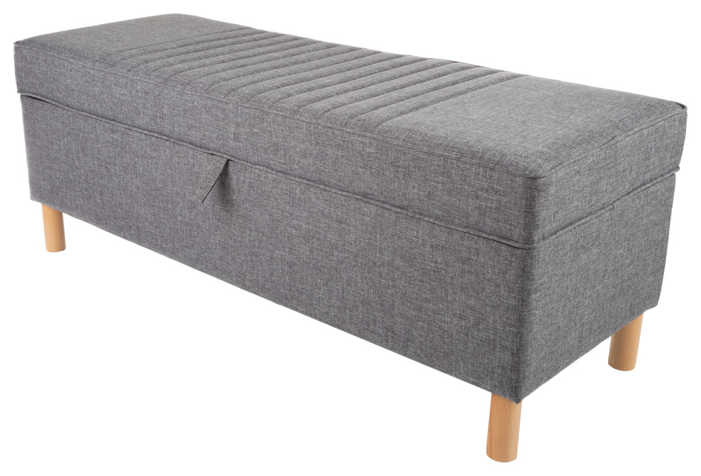 Tweed Polyester Footrest or Bench Organizer   Midcentury   Footstools And Ottomans   by Trademark Global  Houzz