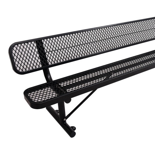 8 ft. Outdoor Steel Bench with Backrest BLack W465...