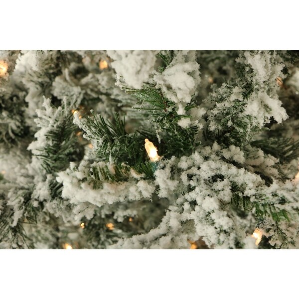 Fraser Hill Farm White 7.5foot Flocked Pine，String Lights