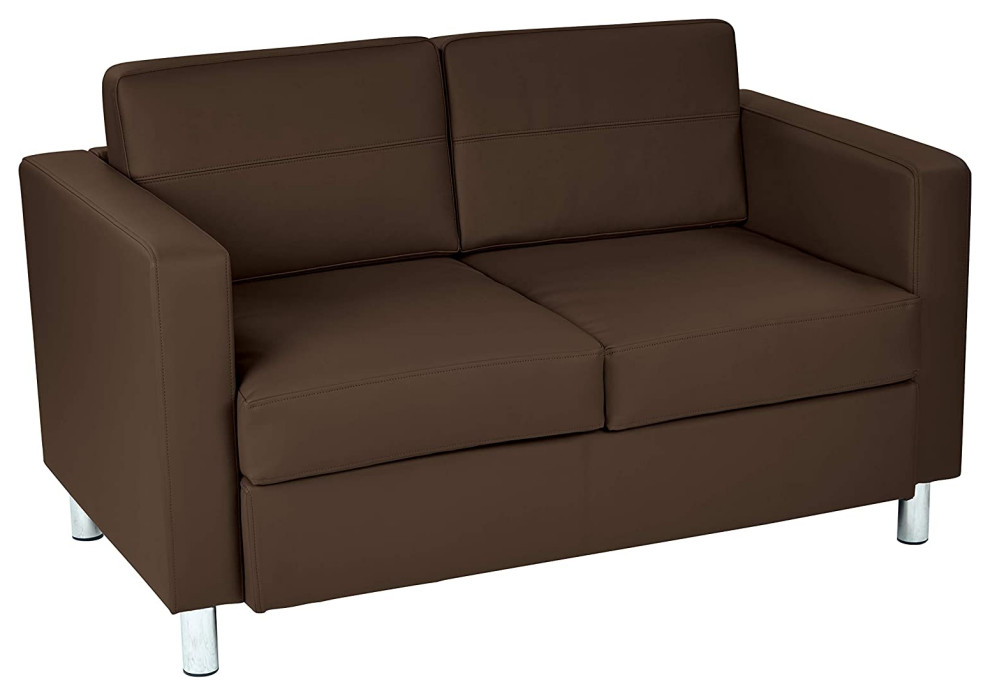 Modern Loveseat  Elegant Chrome Legs With Faux Leather Upholstered Seat   Contemporary   Loveseats   by Decor Love  Houzz