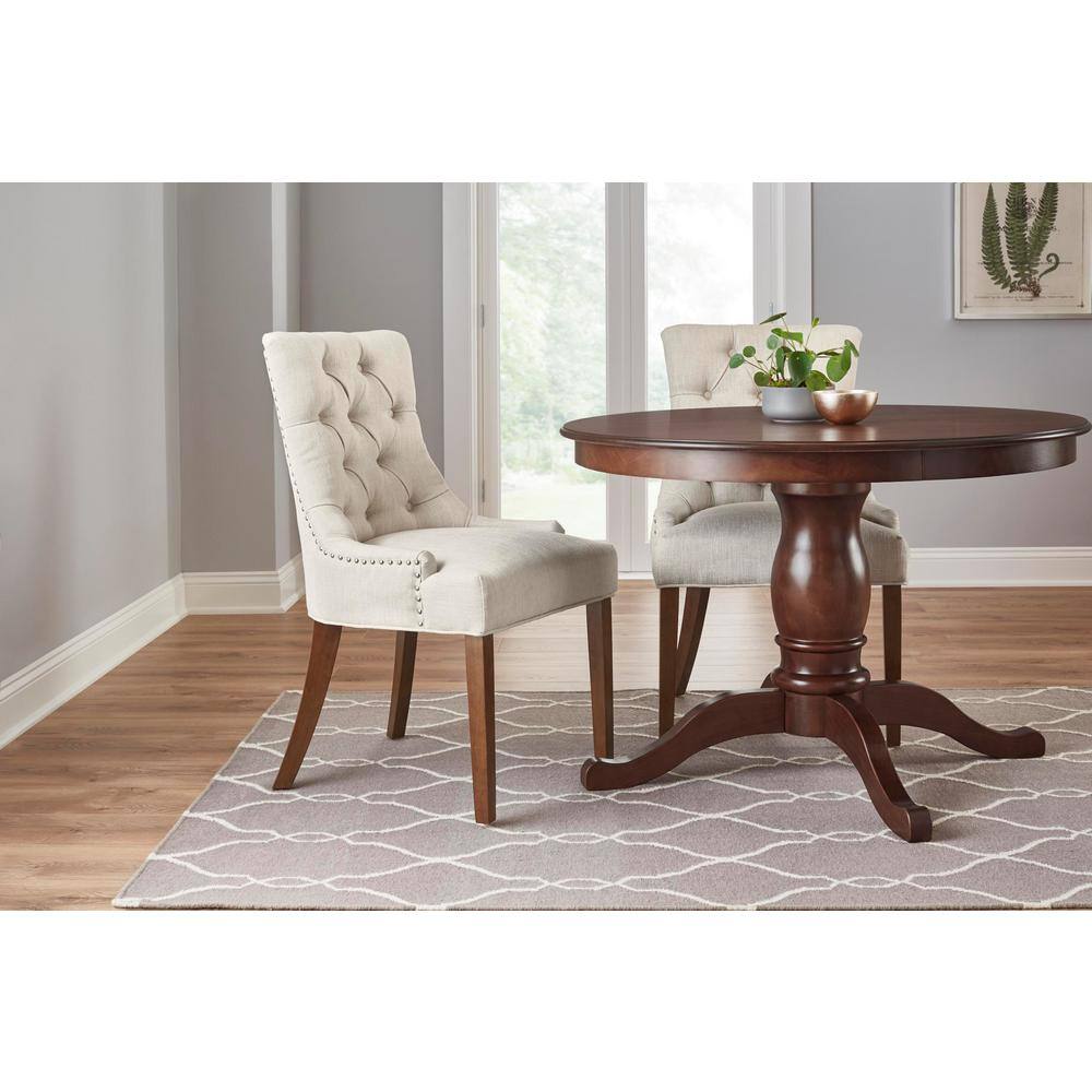 StyleWell Walnut Brown Finish Round Dining Table for 4 (41.7 in. L x 29 in. H) DS5001-Walnut