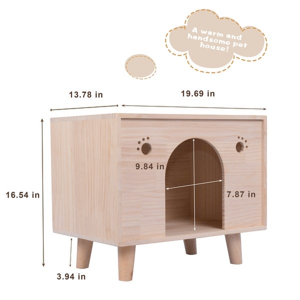 Cat House Solid Wood Cat Condo Sturdy Large Pet House