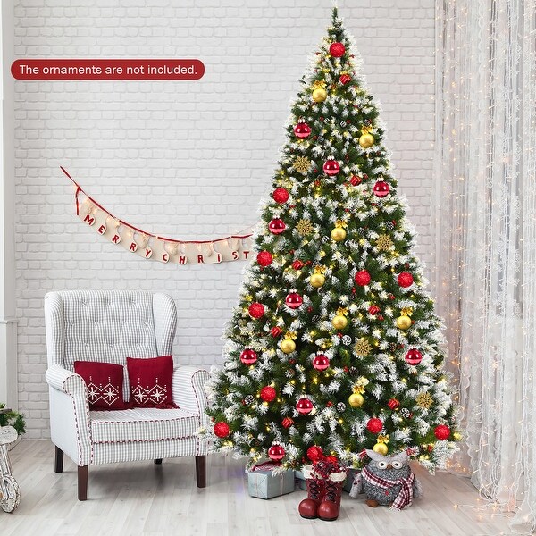 Costway 6ft/7.5ft/9ft Prelit Snowy Christmas Tree 818/1398/2058 Tips