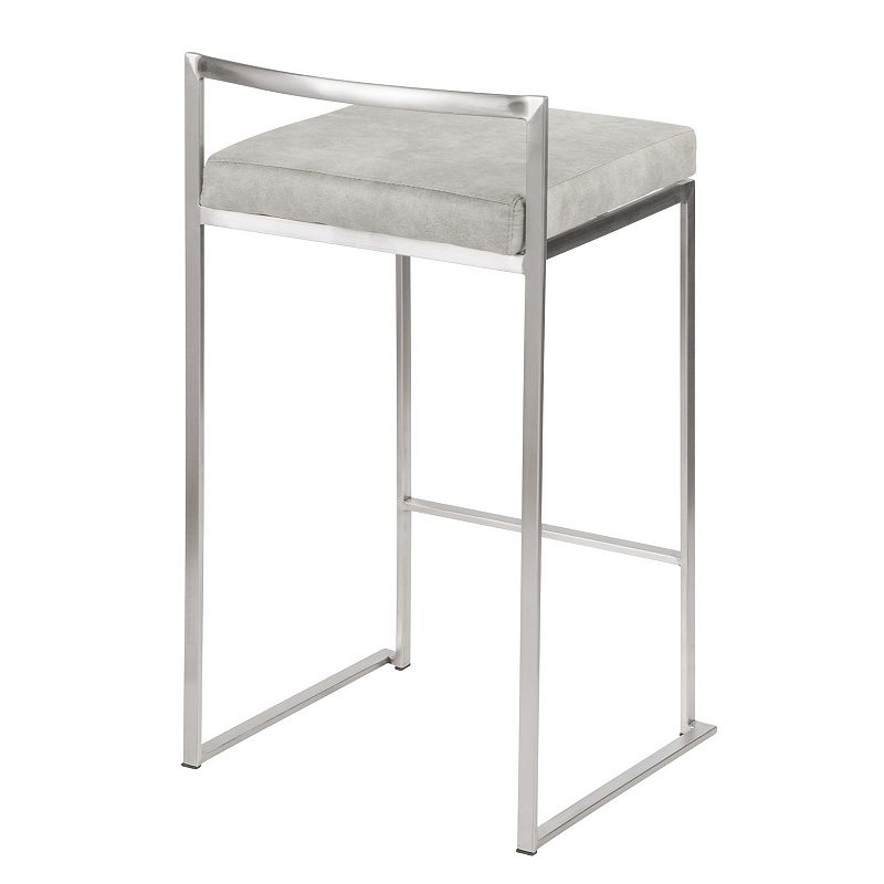 Set of 2 Light Gray and Silver Stacker Counter Stool - 31