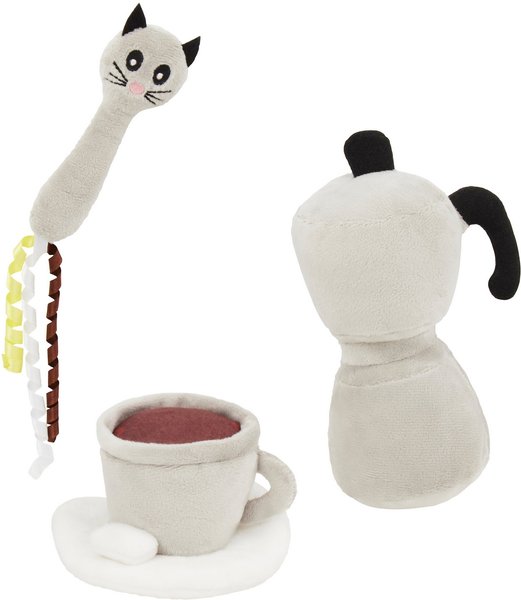 Frisco Brunch Coffee Set Plush Cat Toy with Catnip， 3 count