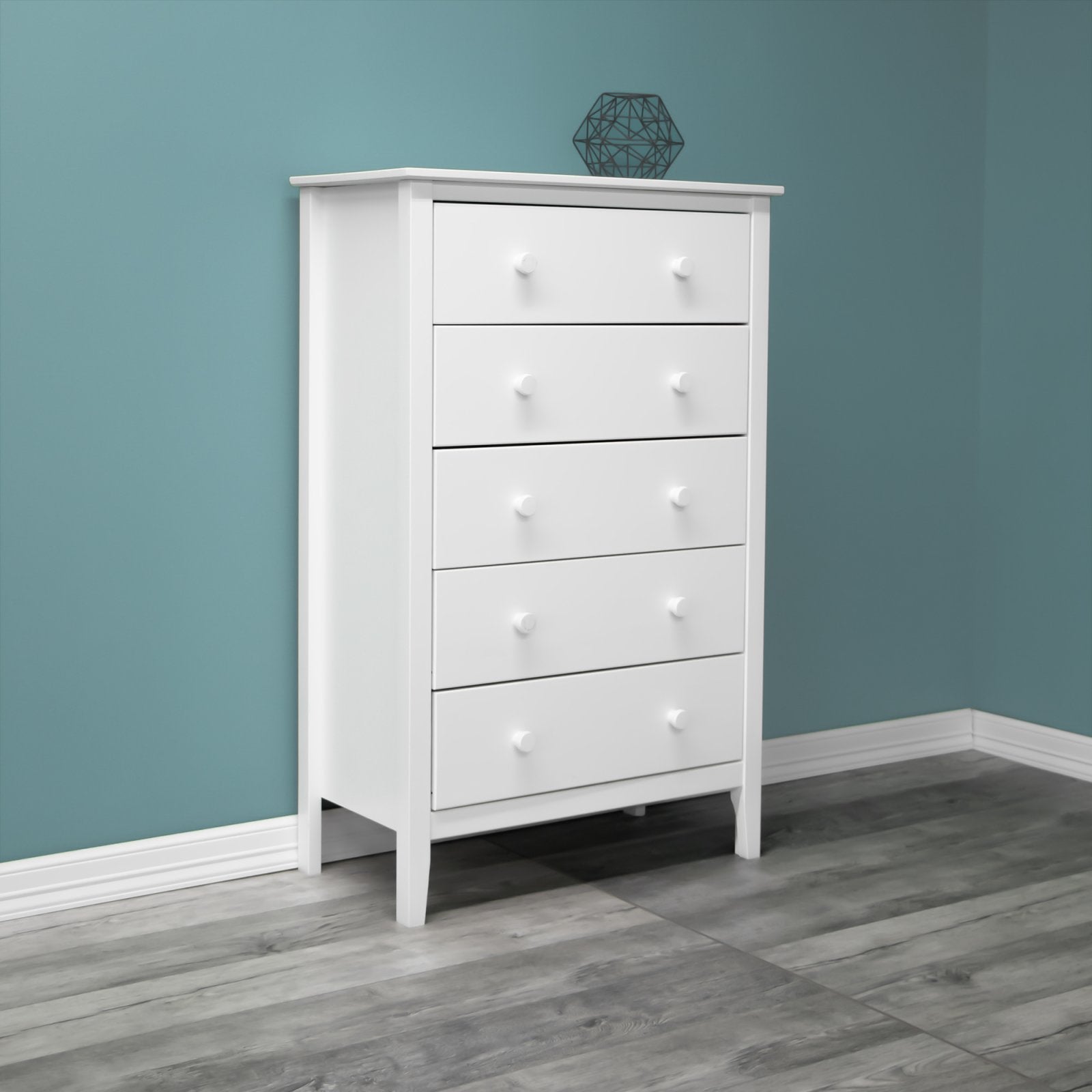 Adeptus Solid Wood Easy Pieces 5 Drawer Chest of Drawers - White