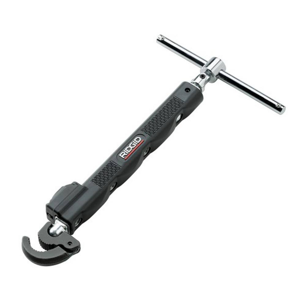 RIDGID 12 in. to 1-14 in. Adjustable 10 in. to 17 in. Telescoping LED Lit Basin Pipe Wrench for Faucet Install and Repair 46753