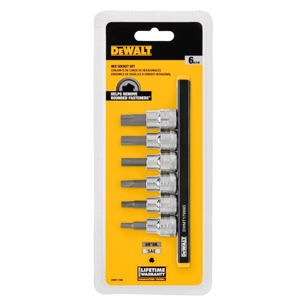 DEWALT SAE HEX Socket Set 3/8 DRIVE 6pc