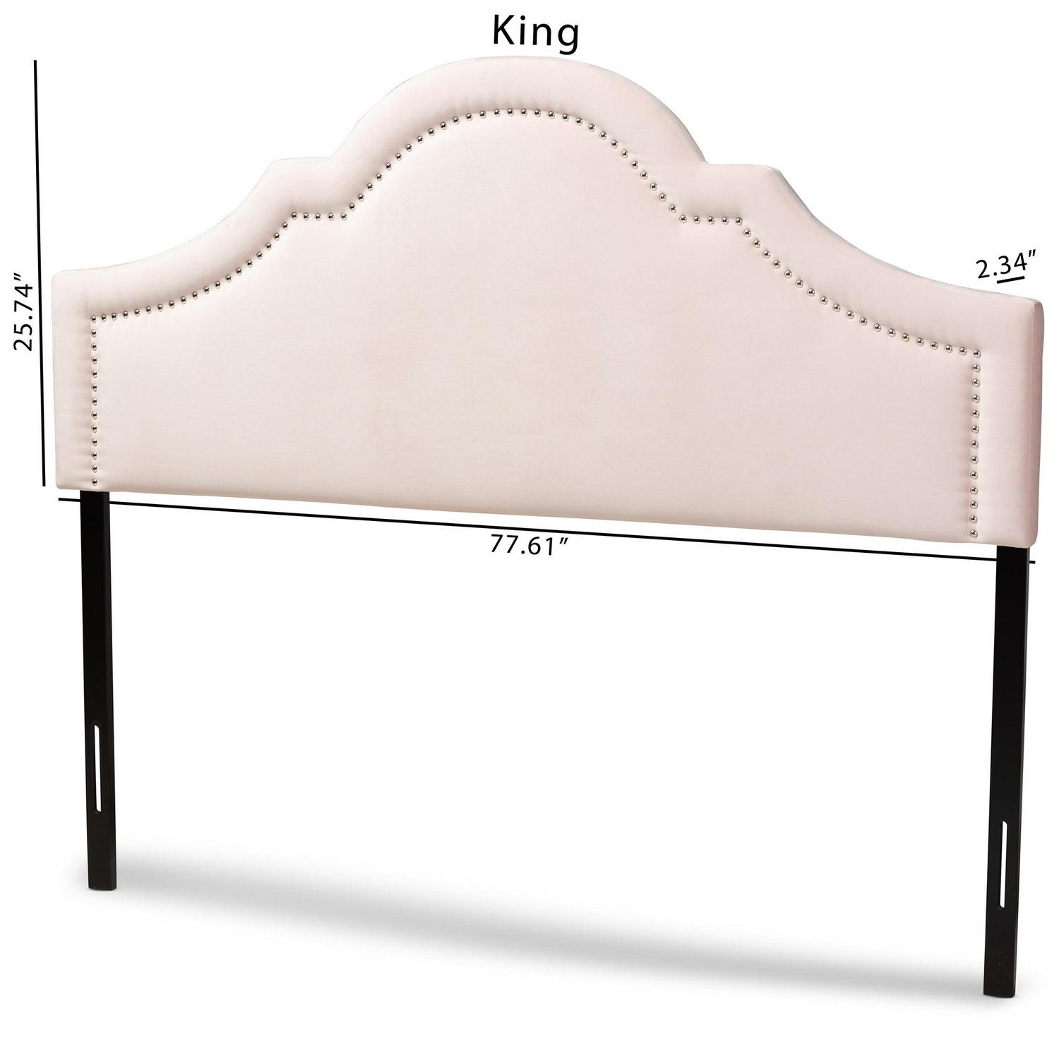 Baxton Studio Rita Modern and Contemporary Light Pink Velvet Fabric Upholstered King Size Headboard  Crowdfused