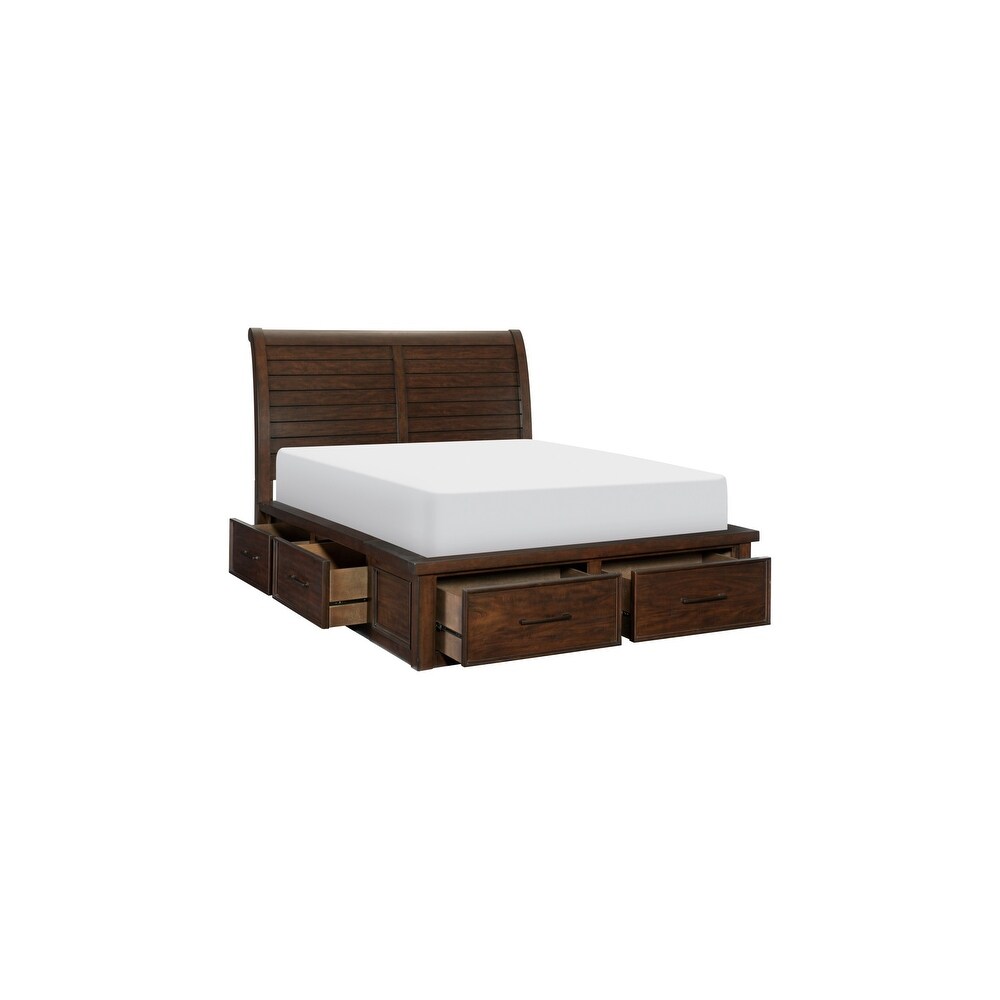 Salma 4 Piece Brown Modern Storage Sleigh Platform Bedroom Set