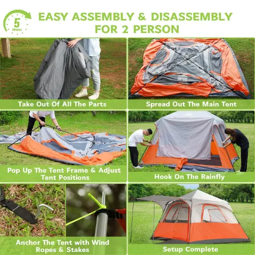 Woqi folding easy carry living resort tent big size hiking geodesic dome tent uv resistant