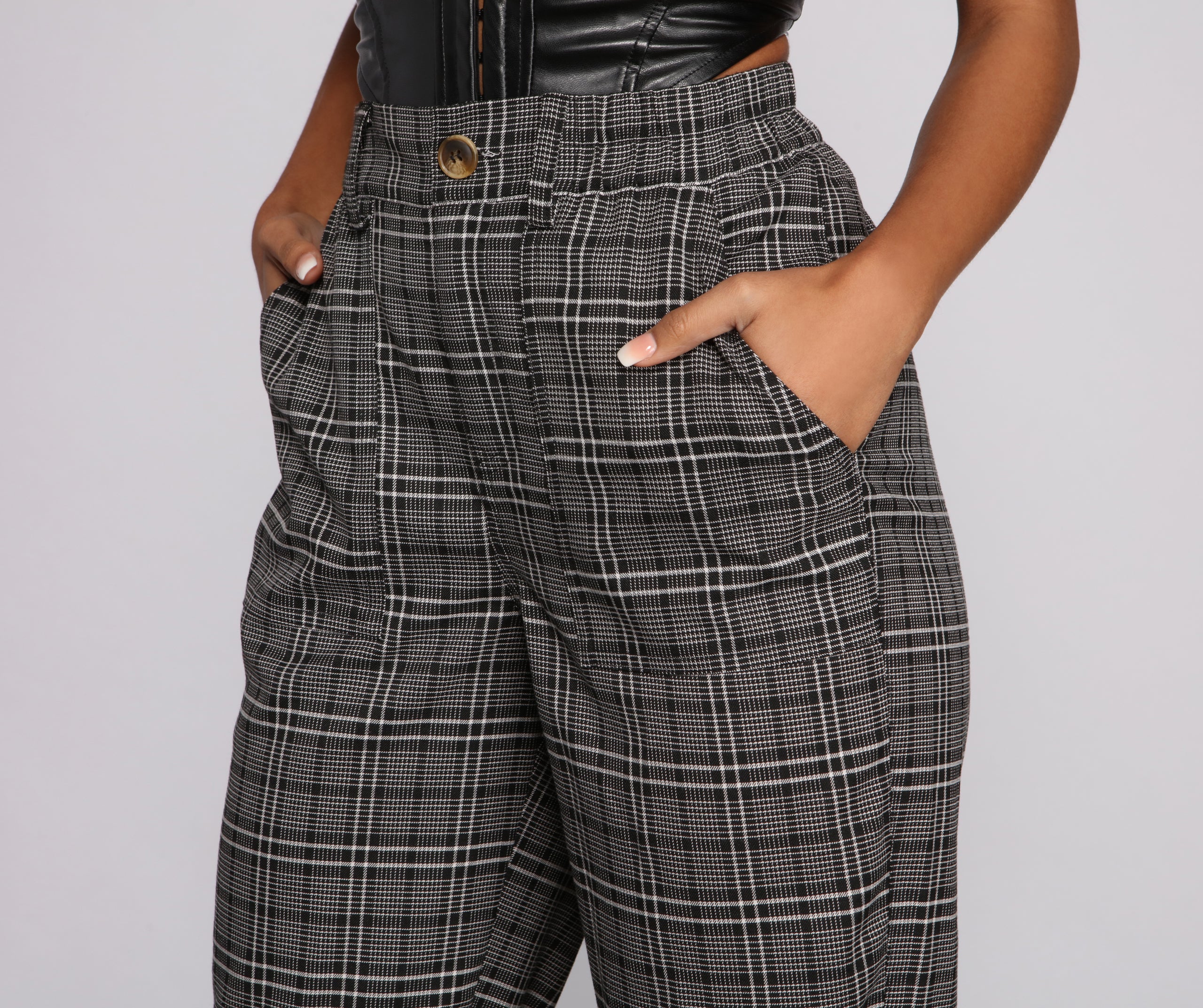 High Waist Plaid Joggers