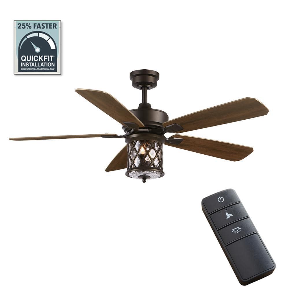 Home Decorators Collection Pine Meadows 52 in IndoorOutdoor LED Bronze Damp Rated Downrod Ceiling Fan with Dimmable Light Kit and Remote Control