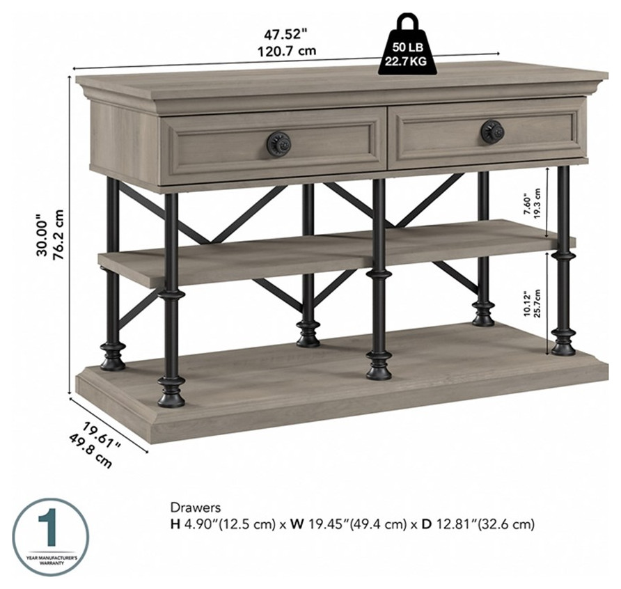 Coliseum Designer Console Table in Driftwood Gray   Engineered Wood   Traditional   Console Tables   by Homesquare  Houzz