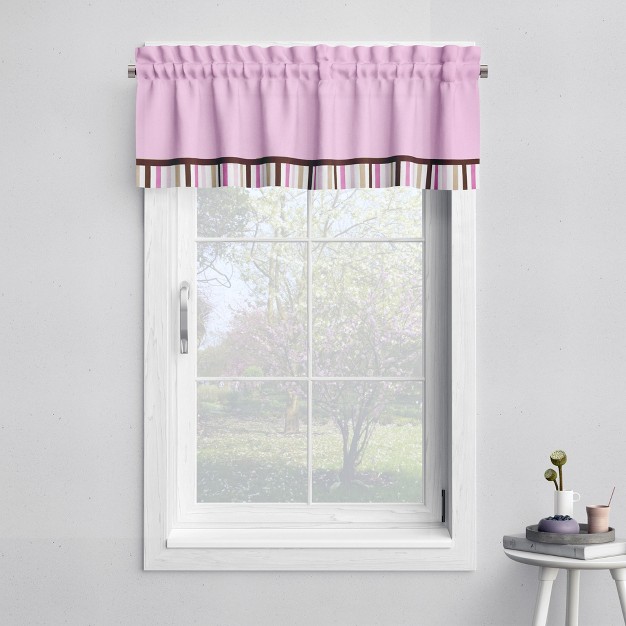 Bacati Solid With Stripes Pink choc Window Valance