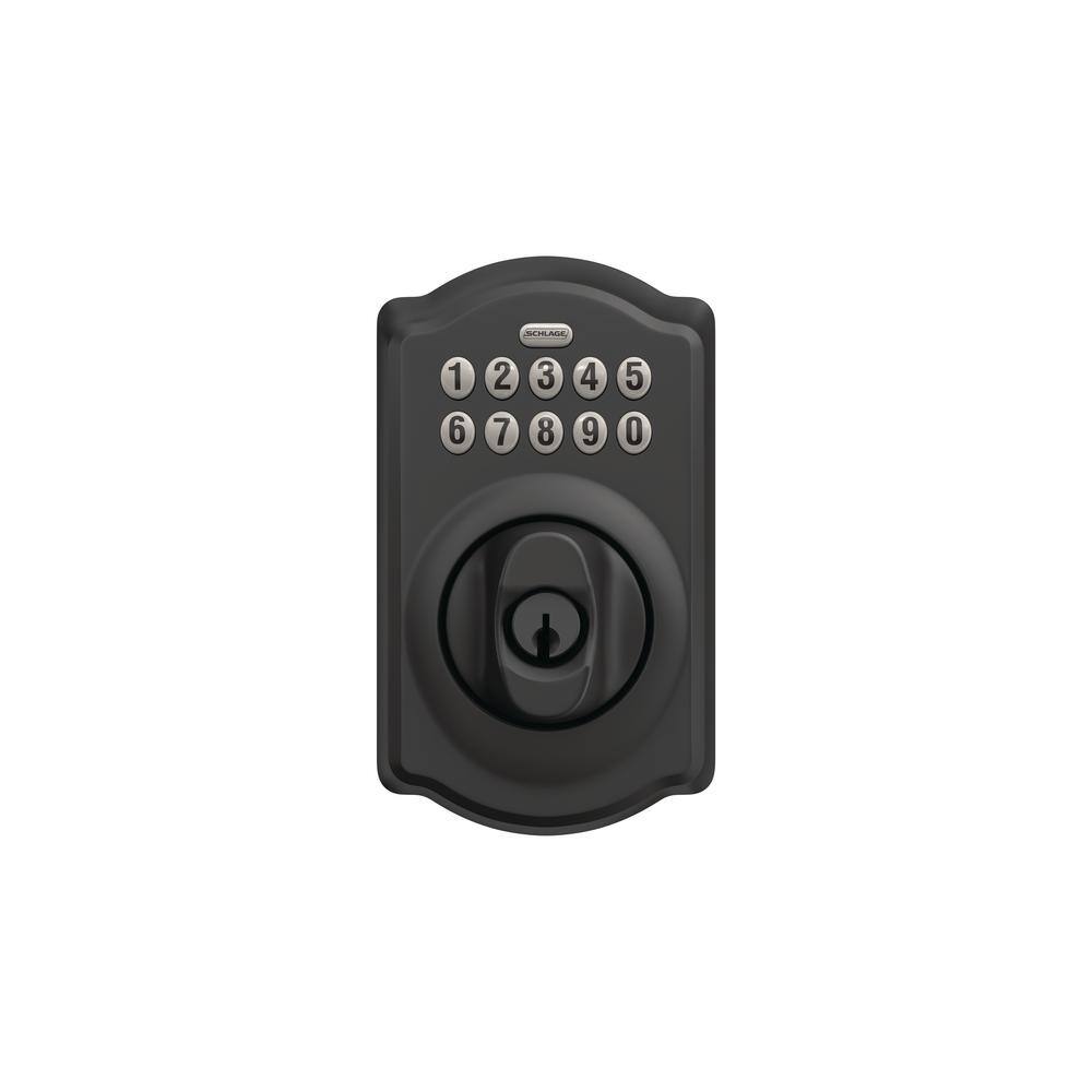 Schlage Camelot Matte Black Electronic Keypad Deadbolt BE365 CAM 622