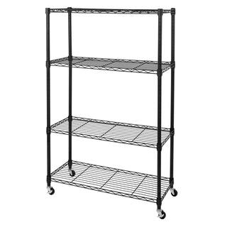 Seville Classics Black 4-Tier Heavy Duty Steel Wire Garage Storage Shelving Unit (36 in. W x 56.5 in. H x 14 in. D) SHE15380B