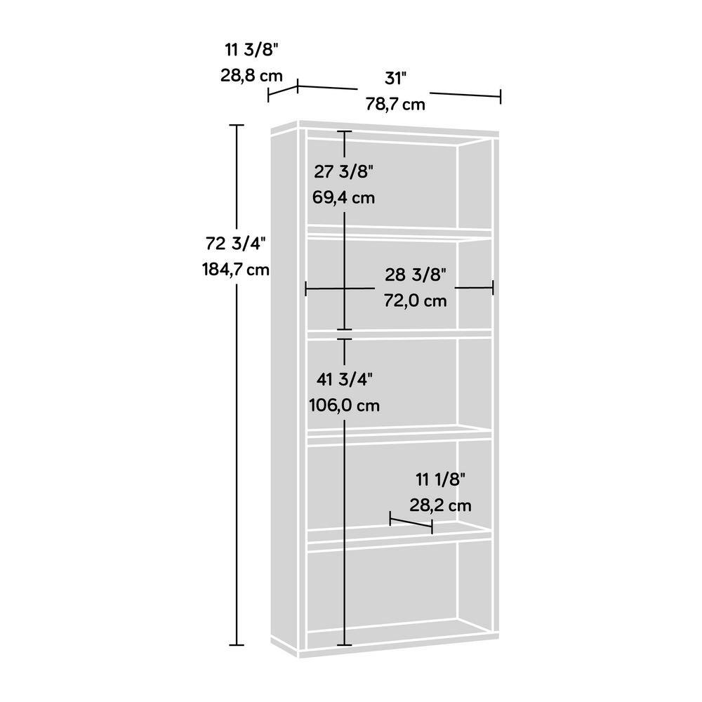 SAUDER Select 72.717 in. Sindoori Mango 5-Shelf Standard Bookcase 427261