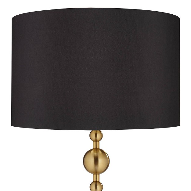 Tall Floor Lamp Warm Gold Matte Black Light Blaster Drum Shade For Living Room Bedroom