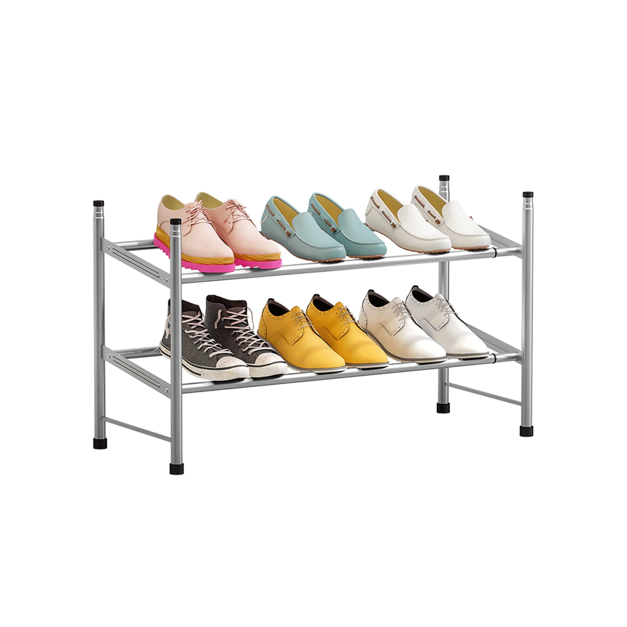 Forthcan Expandable Shoe Rack 2 Tiers Closet Shoe Organizer Shelf for Shoes 12 Pairs，Gray