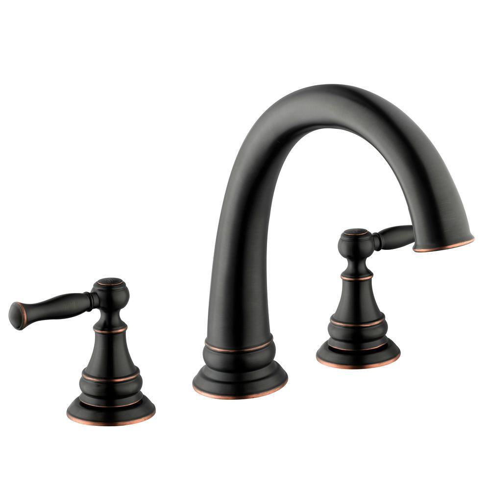 Glacier Bay Fairway 2-Handle Deck-Mount Roman Tub Faucet in Bronze HD67416-3E27D