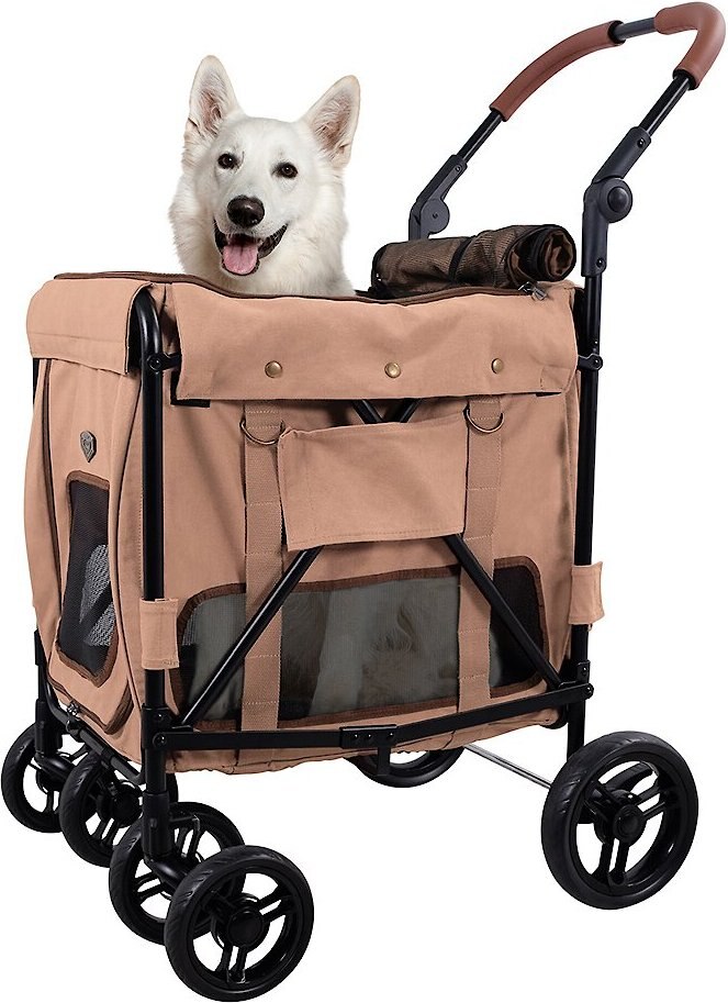 Ibiyaya Gentle Giant Pet Wagon Cat and Dog Stroller， Dirty Peach， Large