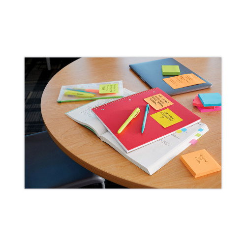 Post-it Pads in Rio de Janeiro Colors， 3 x 3， 70-Sheet Pads， 24/Pack (65424SSAUCP)