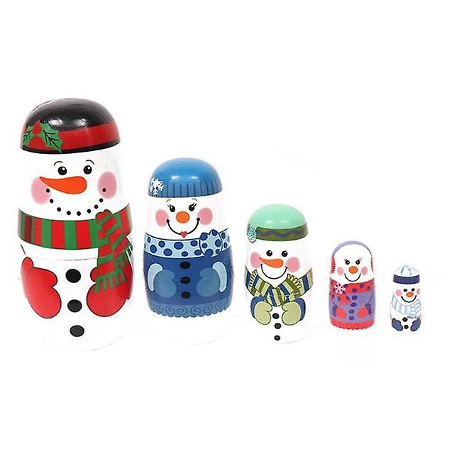 Christmas snowman wood russian nesting