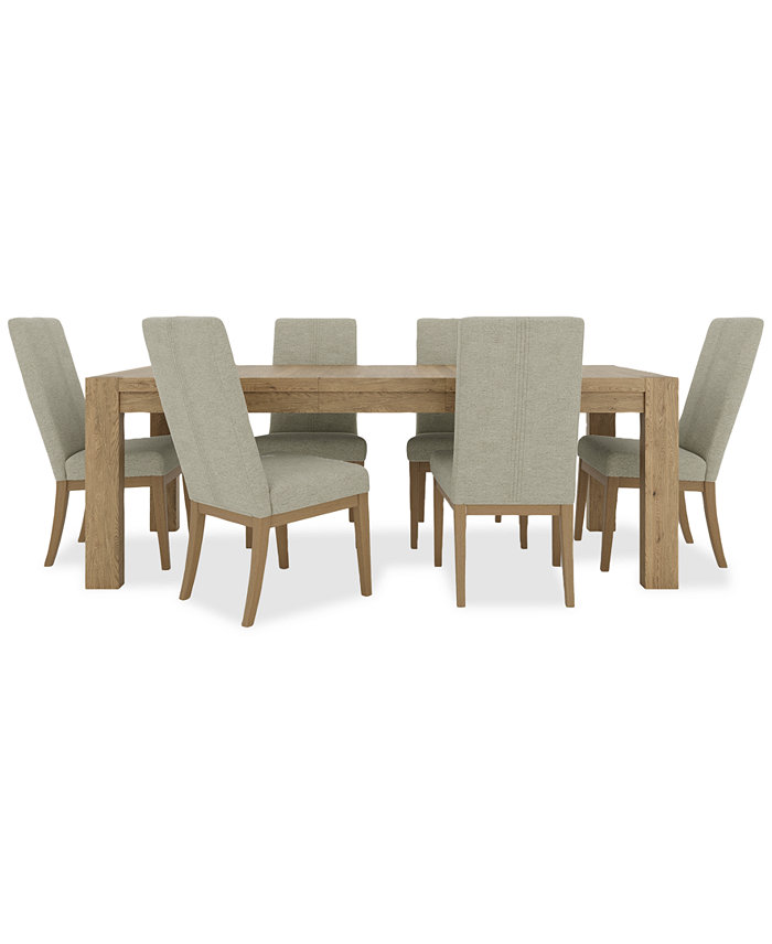 Furniture Davie Rectangle Dining 7pc Set (Table + 6 Upholstered Side Chair)