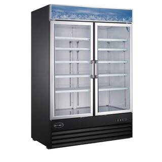 SABA 53 in. W 45 cu. ft. Two Glass Door Commercial Merchandiser Refrigerator Reach In in Black SM-45R