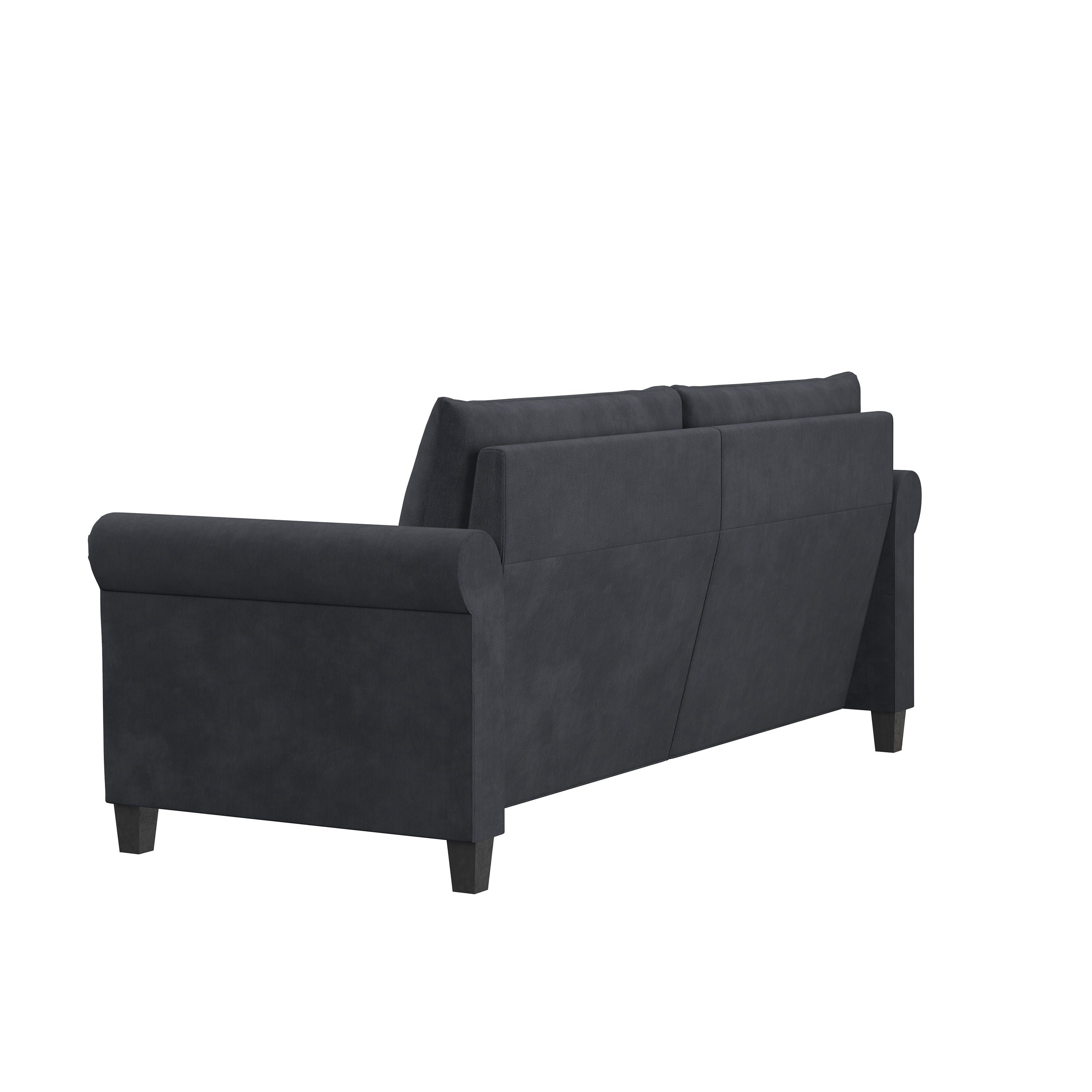 Lifestyle Solutions Fallon Sofa with Nail Head Trim, Charcoal Microfiber