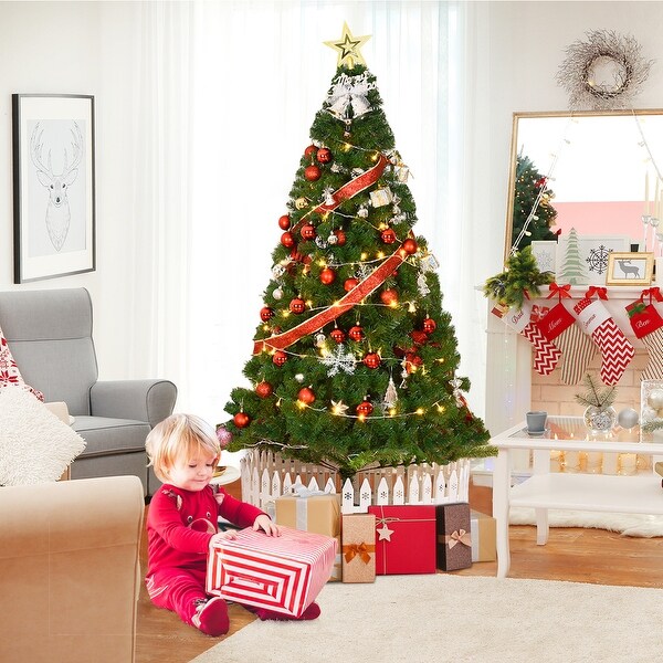 Costway 5Ft/6Ft/7Ft/8Ft Artificial PVC Christmas Tree W/Stand Holiday