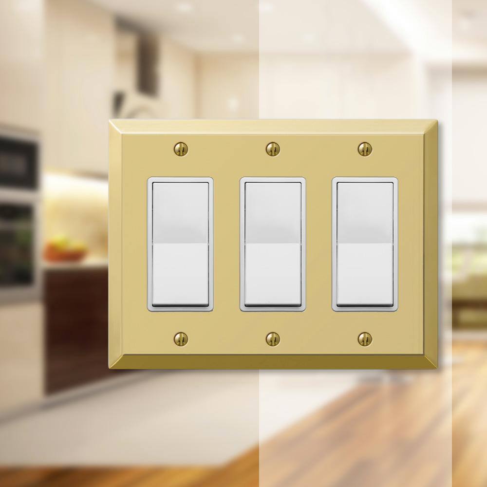 AMERELLE Metallic 3 Gang Rocker Steel Wall Plate - Polished Brass 163RRRBR