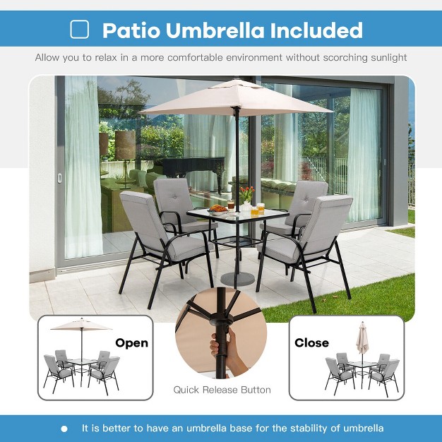 Tangkula 5ft Patio Square Market Table Umbrella Shelter 4 Sturdy Ribs