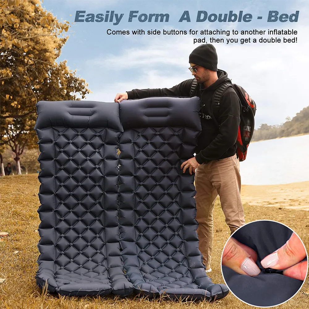 25s Quick Inflate Compact Inflatable Camping Air Mattress Pad  Foot Press Pump Backpacking Hiking Inflatable Sleeping Pad