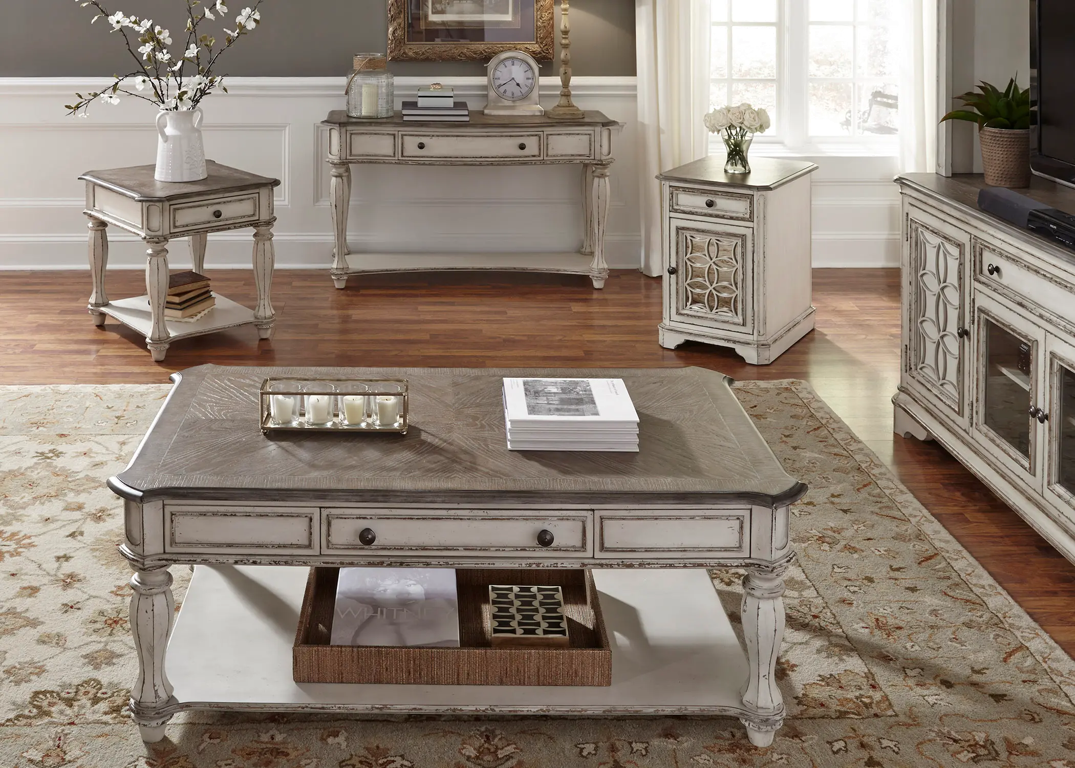 Magnolia Manor Antique White Side Table